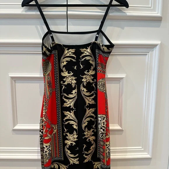 Blue Blush Black and Red Baroque Mini Dress - Picture 3 of 4